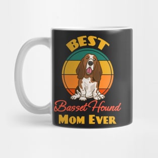 Best Basset Hound Mom Ever Mother's Day Dog puppy Lover Cute Sunser Retro Mug